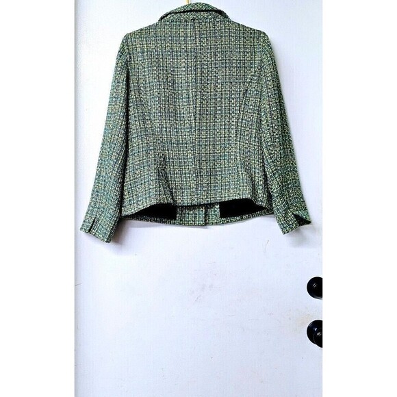 CHICO'S 2 Tweed Green Long Sleeve Button-Up Women Jacket (1) - Picture 4 of 4
